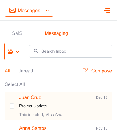 Mobile Messaging Screen